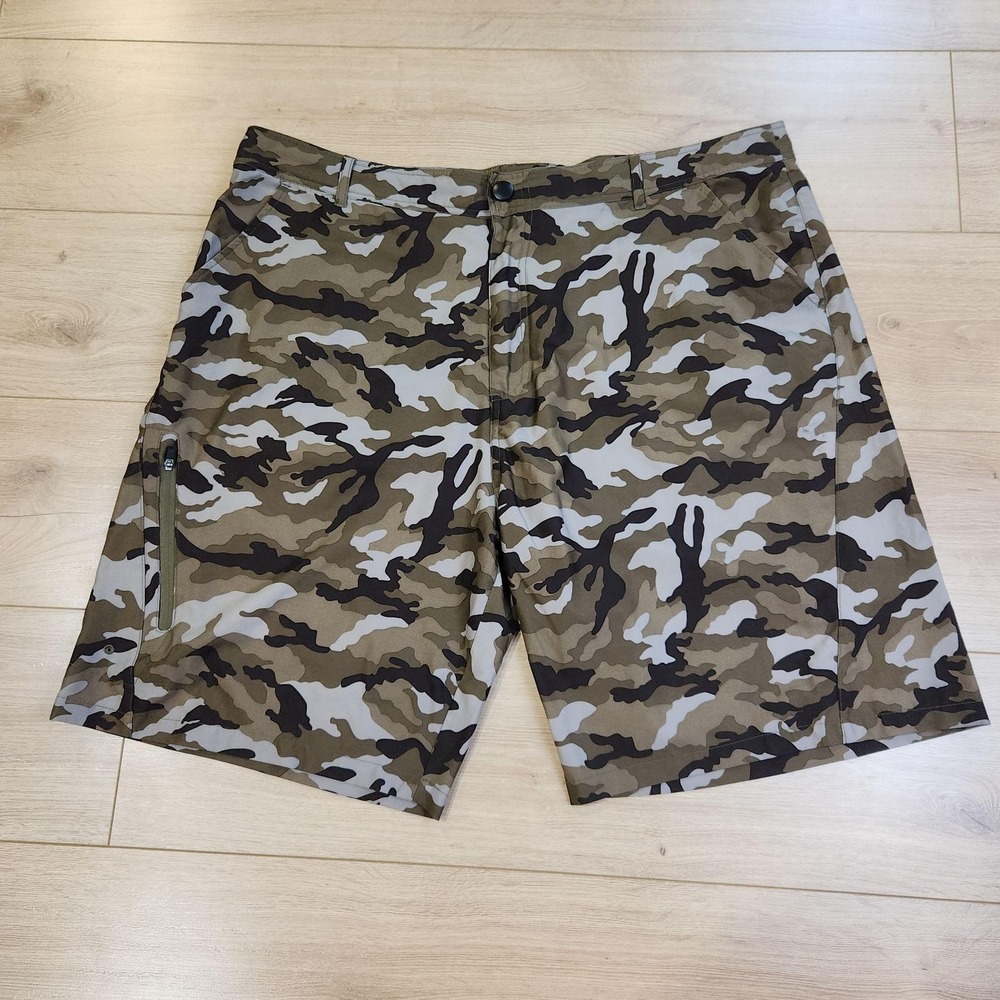 Killik Shorts Mens 40 10" Brown Camo Microfiber Stretch Chino Pockets Outdoor